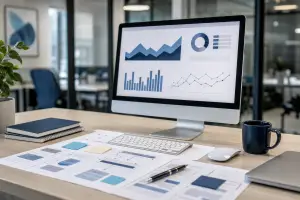 Business team reviewing conversion rate optimization tools and lead-quality data